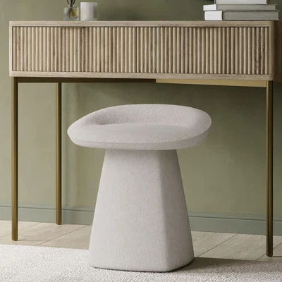 Furniture123 Cream Textured Fabric Dressing Table Stool - Koda