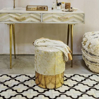 Graham & Green Gold Cowhide Vanity Stool