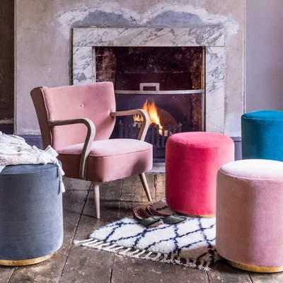 Graham & Green Sofia Teal Velvet Stool 