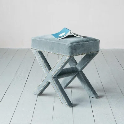 Graham & Green Gaucho Grey Velvet Stool