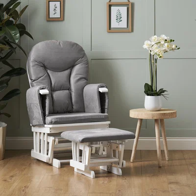 Habitat Obaby Reclining Gliding Nursing Chair & Stool - White & Grey