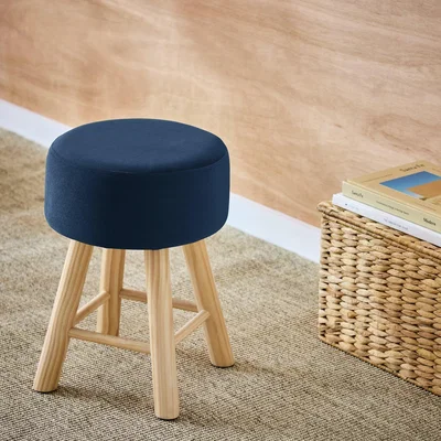 Habitat Habitat Sophie Velvet Stool - Blue