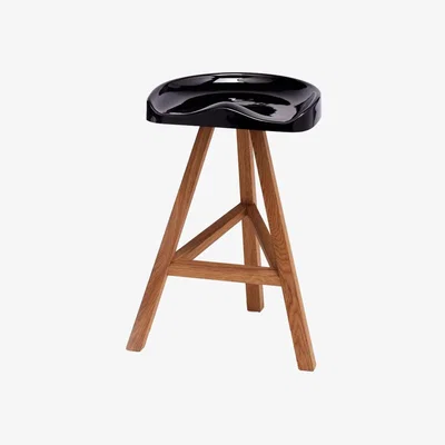 Heal's Established & Sons Heidi Counter Stool Wood Base Gloss Black Seat - Heal's UK Furniture