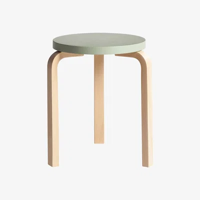 Heal's Artek Stool 60 Natural Lacquered Birch Green Lacquered