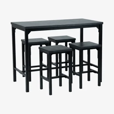 Homebase Nina Dining Nest with 4 Stools - Black