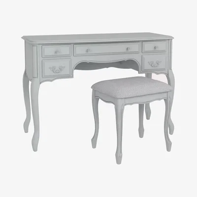 John Lewis Laura Ashley Provencale 5 Drawer Dressing Table & Stool Set, Dove Grey