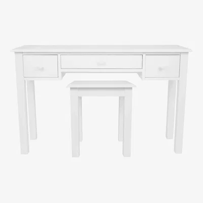 John Lewis Laura Ashley Ashwell 3 Drawer Dressing Table & Stool Set, Cotton White
