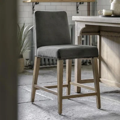Knees Remy Oak Bar Stool (Set of 2) - Mouse
