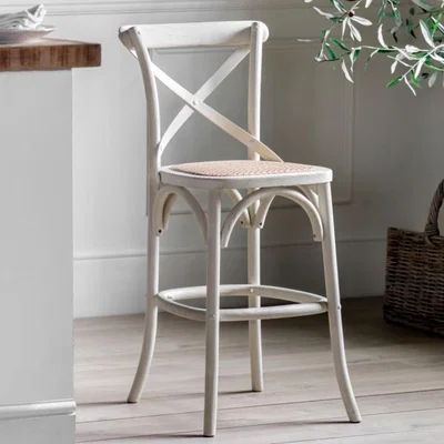 Knees Cafe Oak Bar Stool (Set of 2) - White