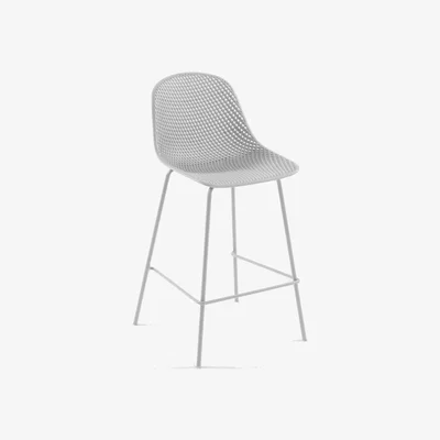 Kave Home Quinby outdoor stool in white, height 75 cm