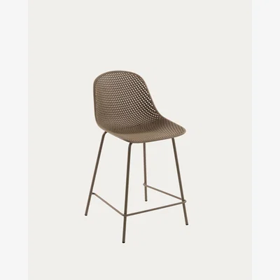 Kave Home Quinby outdoor stool in beige, height 65 cm