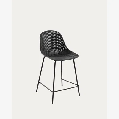 Kave Home Quinby outdoor stool in grey, height 65 cm