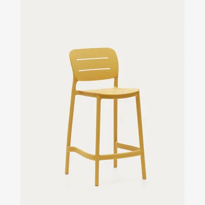 Kave Home Morella stackable outdoor stool in mustard, 65 cm in height