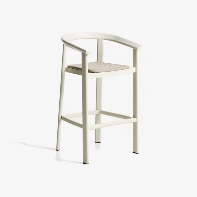 Kave Home Erice stool in aluminium and ecru rope cord 75cm