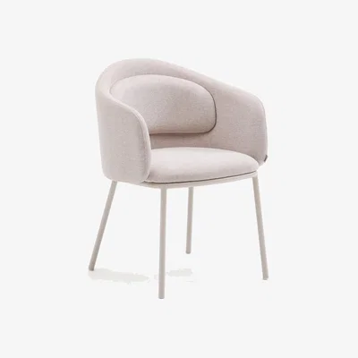 Kave Home Minda stool in beige and steel legs in a beige finish, FSC Mix Credit
