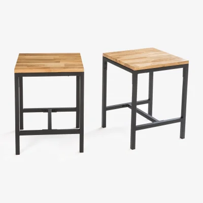 La Redoute Set of 2 Hiba Stools in Solid Oak and Steel