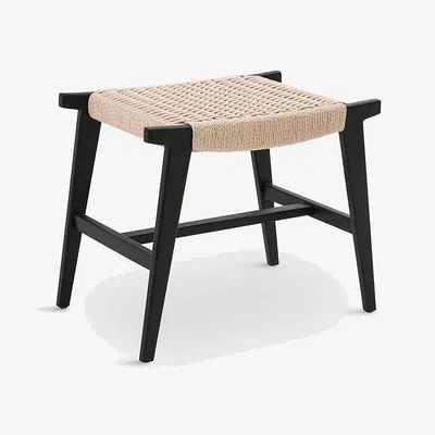 La Redoute Hokito Black Solid Oak & Paper Cord Stool
