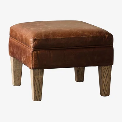 La Redoute Derby Vintage Leather Brown Stool