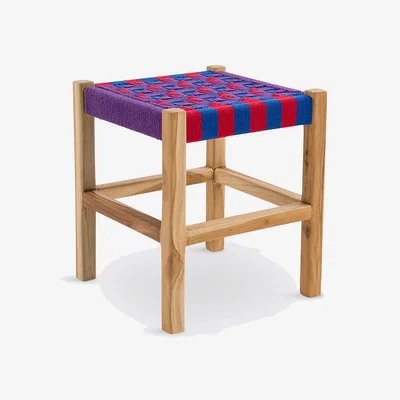 La Redoute Keltan Solid Teak & Cotton Cord Stool
