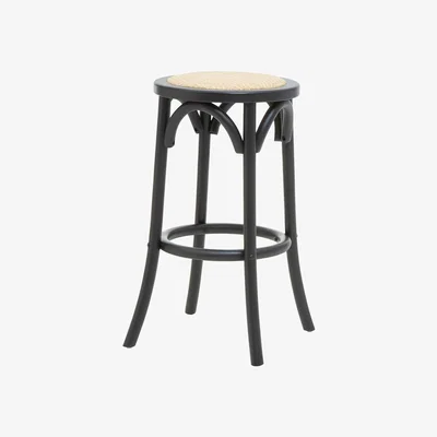 La Redoute Natural Ratten Stool with Black Birch Frame