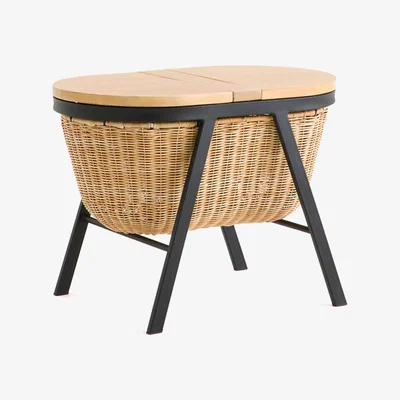 La Redoute Belti Acacia and Metal Chest Stool
