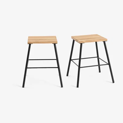 La Redoute Set of 2 Crueso Oak & Metal Stools