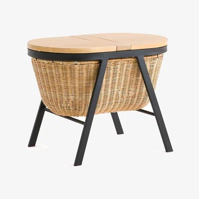 La Redoute Belti Acacia and Metal Chest Stool