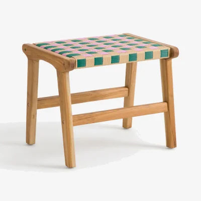 La Redoute Bianca Solid Teak/woven Resin Stool