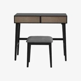 Marks & Spencer M&S  Maya Cane Dressing Table and Stool - Black, Black