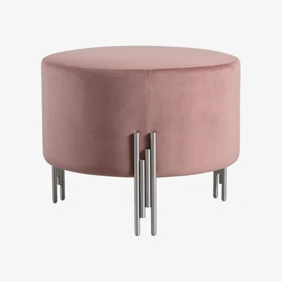 My Furniture Rubell Large Stool Blush Pink Silver base