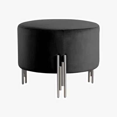 My Furniture Rubell Large Stool Black Silver base