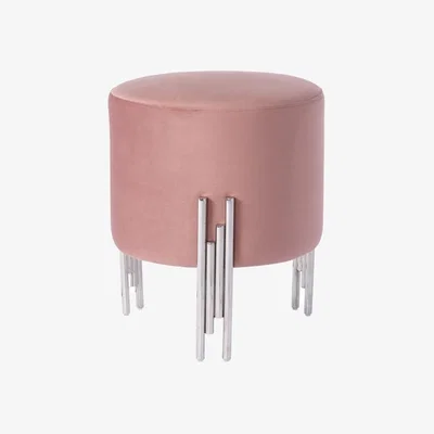 My Furniture Rubell Stool Blush Pink Silver base