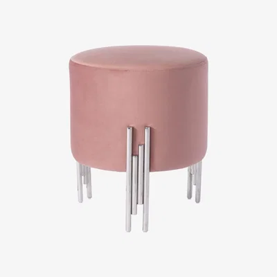 My Furniture Rubell Stool Blush Pink Silver base