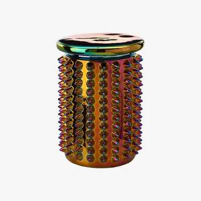 Made in Design Oily Spikes Stool - / Iridescent ceramic - Ø 32 x H 45 cm by Pols Potten Multicoloured