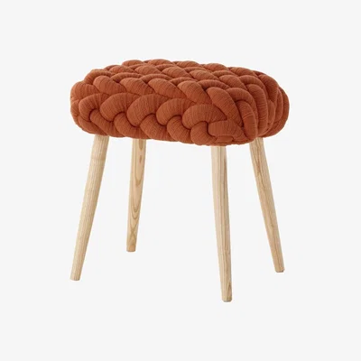 Made in Design Knitted Stool - 45 x 35 cm by Gan Orange/Natural wood