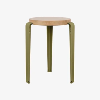 Made in Design Lou by Heju Stackable stool metal green / H 45 cm - Eco-certified Oak - TIPTOE