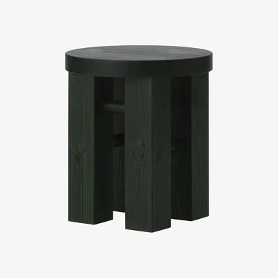 Made in Design Fyr Stool wood green / Ø 40 x H 45 cm - Normann Copenhagen