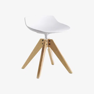 Made in Design Flow Stool by MDF Italia White/Natural wood