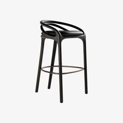 Made in Design Aleta INDOOR High stool leather black / H 78.5 cm - MORPHO