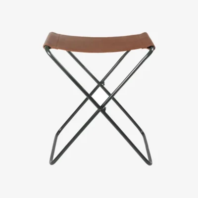 Made in Design Nola Folding stool leather green - BROSTE COPENHAGEN
