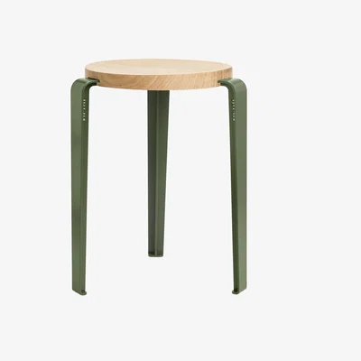 Made in Design Lou Stackable stool - / H 45 cm - Steel & oak by TIPTOE Green/Natural wood