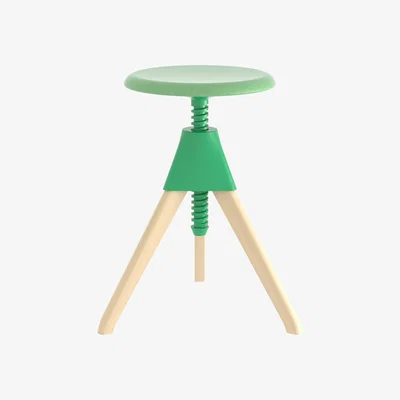 Made in Design Jerry Stool - / H 50 to 66 cm - Wood & plastic by Magis Green/Natural wood