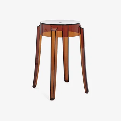 Made in Design Charles Ghost Stackable stool - / H 46 cm - Polycarbonate by Kartell Orange/Brown