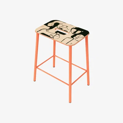 Made in Design Adam Cuir by Anna Mörner Stool - / H 50 cm - Limited, numbered edition - 20 years of MID by Frama Pink