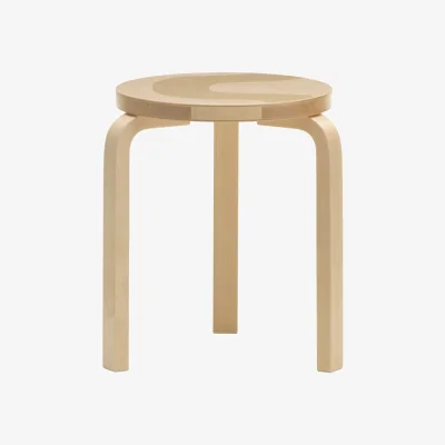 Made in Design 60 Stackable stool natural wood / 3 legs - Artek + Marimekko, 90th anniversary limited edition - ARTEK