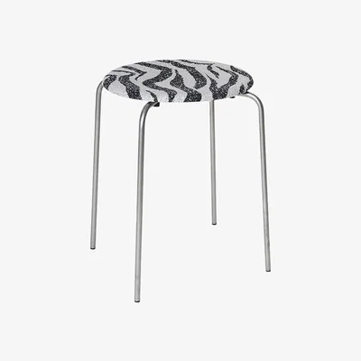 Made in Design Petit Rond INDOOR Stool metal / Zebra-print fabric seat - Frama