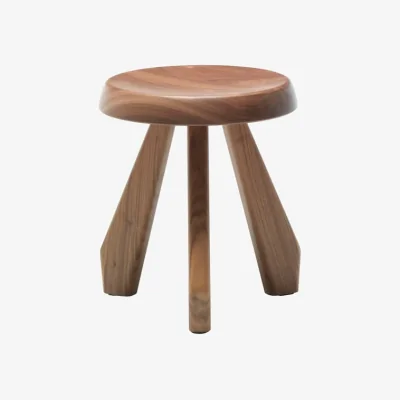 Made in Design Méribel Stool natural wood / Charlotte Perriand, 1953-61 - Ø 33 x H 38.4 cm - CASSINA
