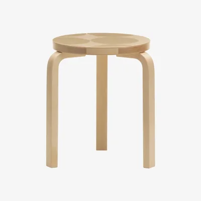 Made in Design 60 Stackable stool natural wood / 3 legs - Artek + Marimekko, 90th anniversary limited edition - ARTEK