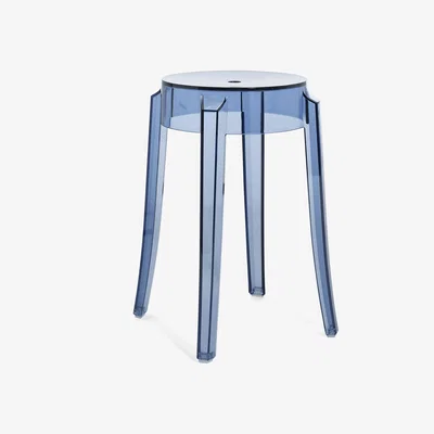 Made in Design Charles Ghost Stackable stool - / H 46 cm - Polycarbonate by Kartell Blue