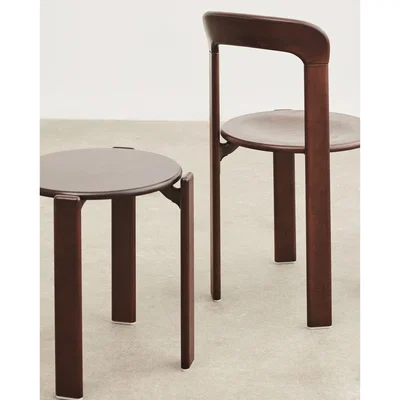 Made in Design Rey Stackable stool - / By Bruno Rey x Dietiker, 1971 - Wood by Hay Brown/Natural wood